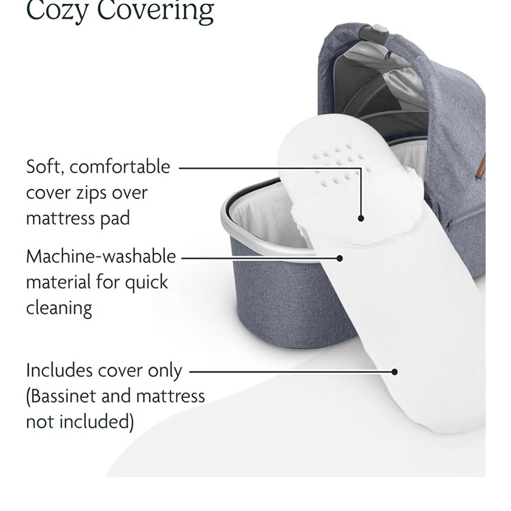 Set of 2 UPPAbaby V3 light grey bassinet sheets